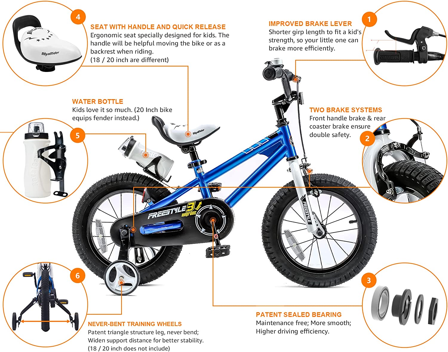 Buy Royal Baby Freestyle Blue 18inch Kids Bicycle | Yallatoys.com