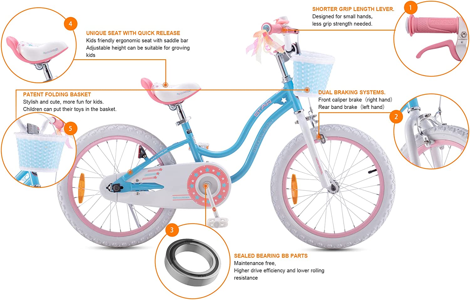 Buy Royal Baby Star Girl 18Inch Blue Bicycle | Yallatoys.com