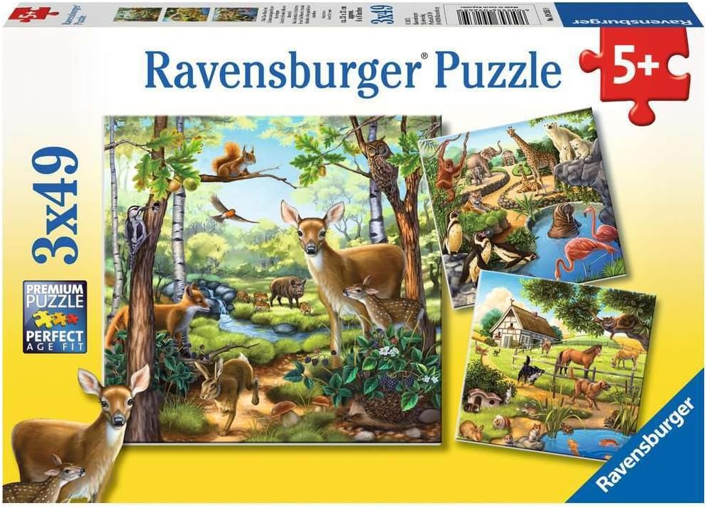 Buy Ravensburger Forest Zoo Domestic Animals 3 X 49 Pcs Puzzle | Yallatoys.com