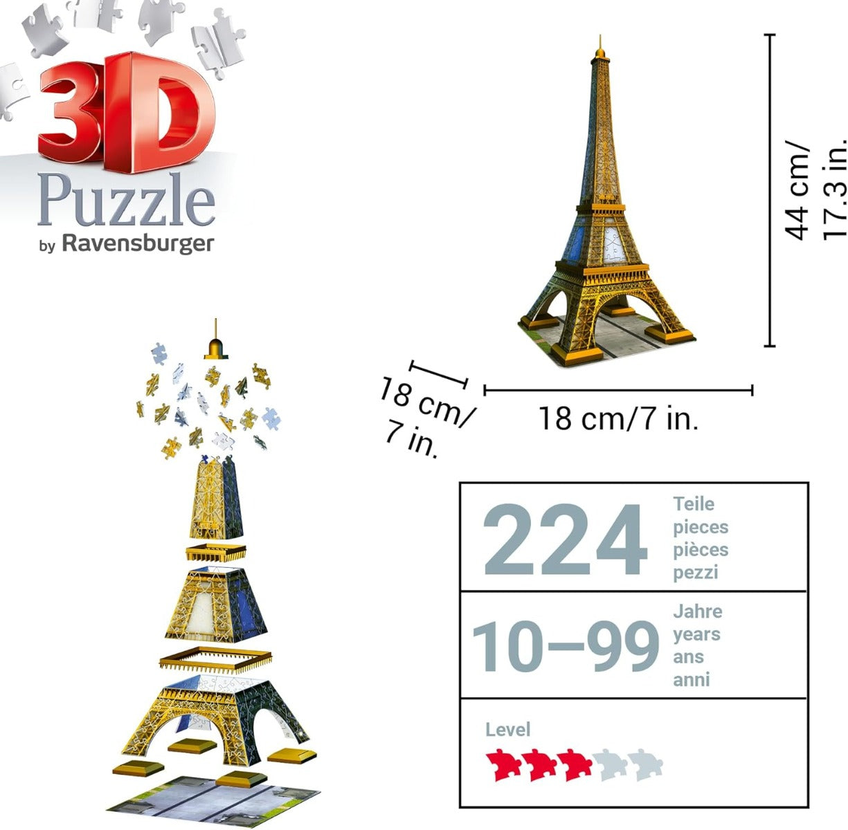 Buy Ravensburger 3D Eiffel Tower Puzzle 216 Pcs | Yallatoys.com