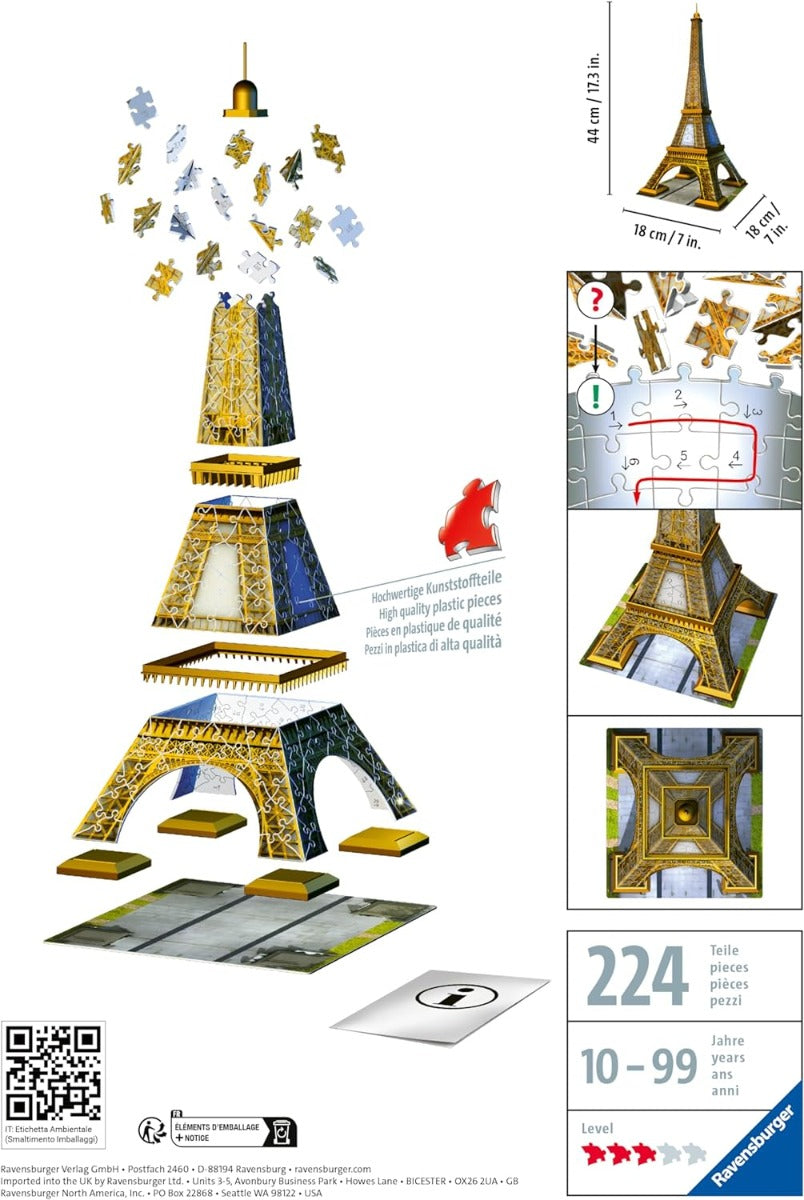 Buy Ravensburger 3D Eiffel Tower Puzzle 216 Pcs | Yallatoys.com