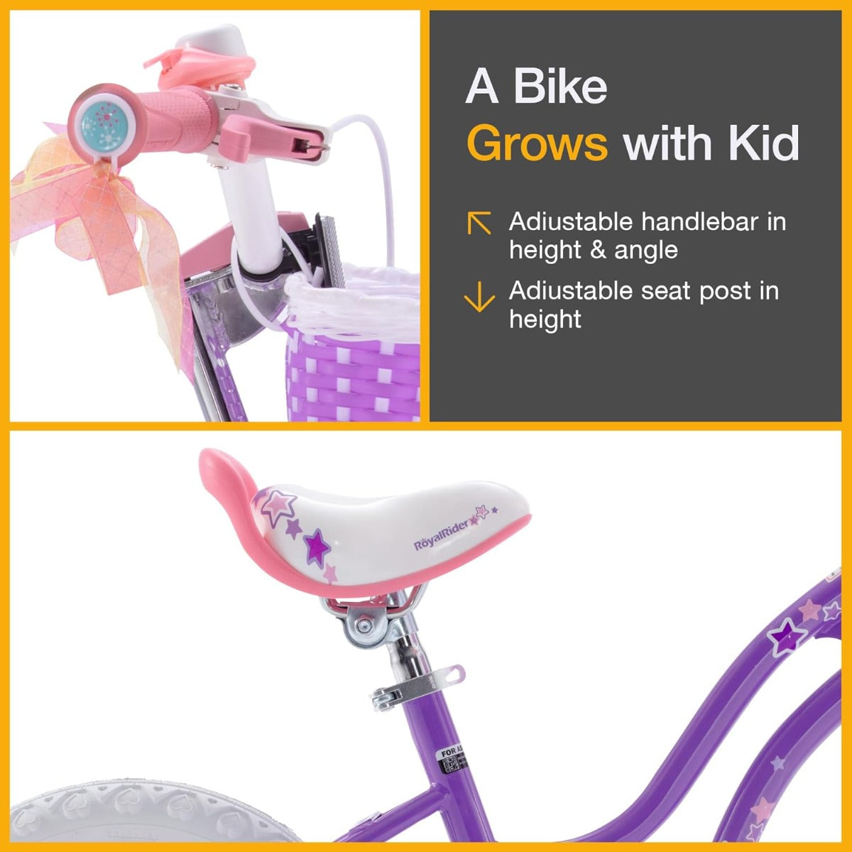 Buy Royalbaby Stargirl 12in Purple Bicycle | Yallatoys.com