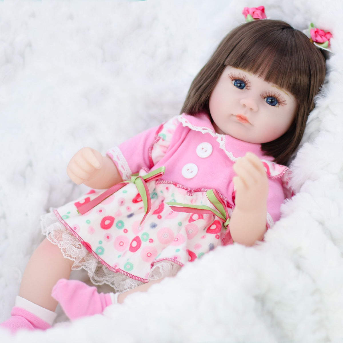 Buy Reborn 16.5inch Life Like Baby Real Girl Doll Silicone Vinyl Handmade Newborn Blue Eyes | Yallatoys.com