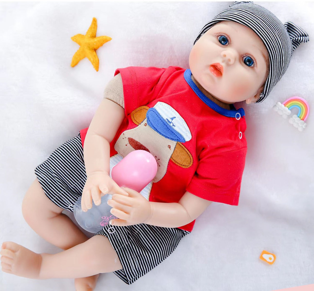 Buy Reborn 22inch Life Like Baby Real Boy Doll Silicone Vinyl Handmade Red T Shirt | Yallatoys.com
