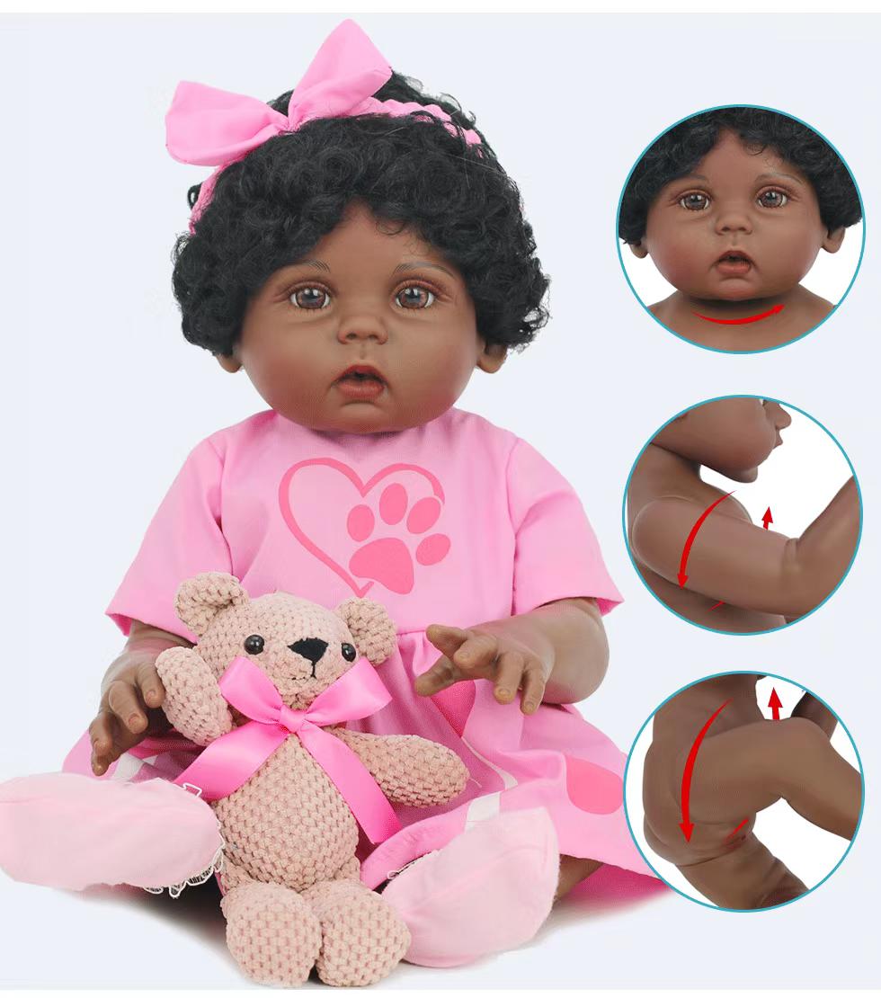 Buy Reborn 18.5inch Life Like Baby Real Girl Doll Silicone Vinyl Handmade Pink Dress | Yallatoys.com