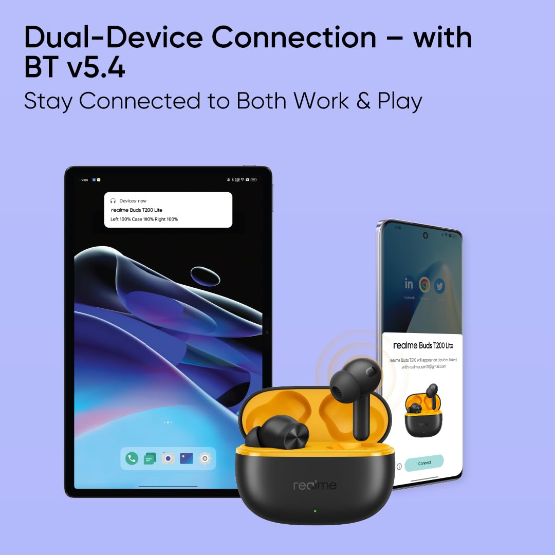 Buy Realme Buds T200 Lite Volt Black | Yallatoys.com