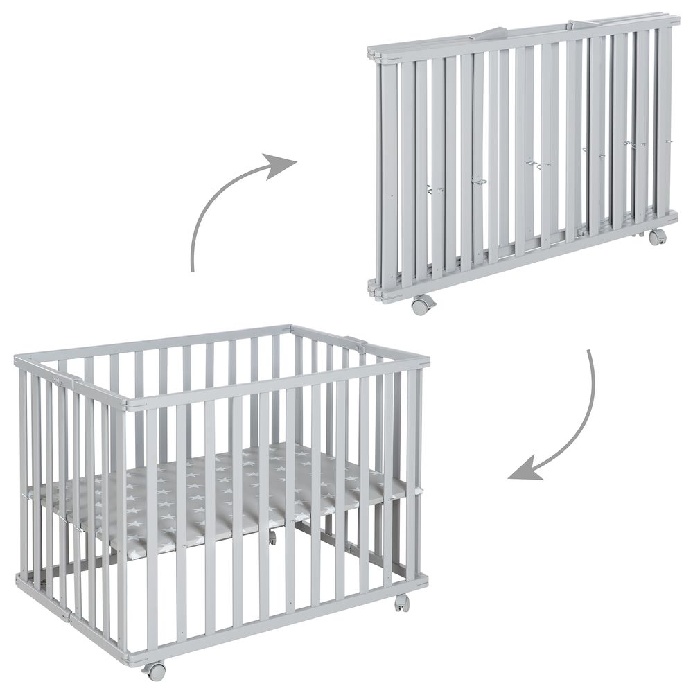 Roba Wooden Foldable Playpen Taupe Roba Yallatoys
