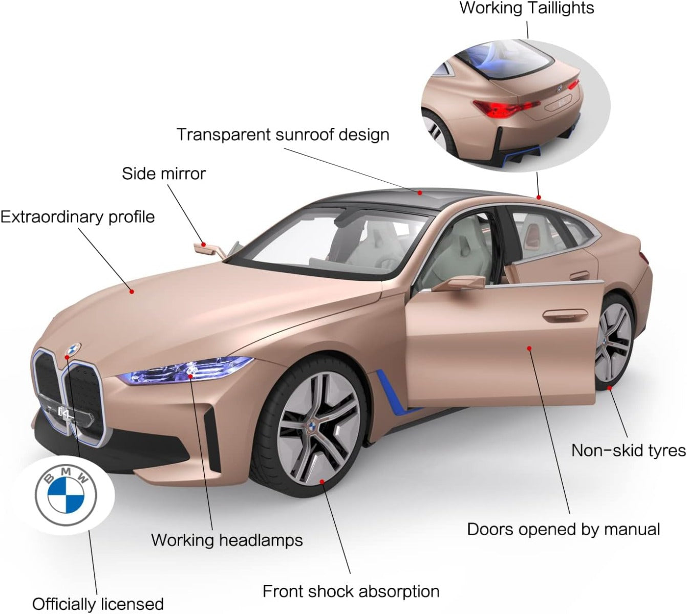 Buy Rastar BMW i4 Remote Control Golden Car | Yallatoys.com