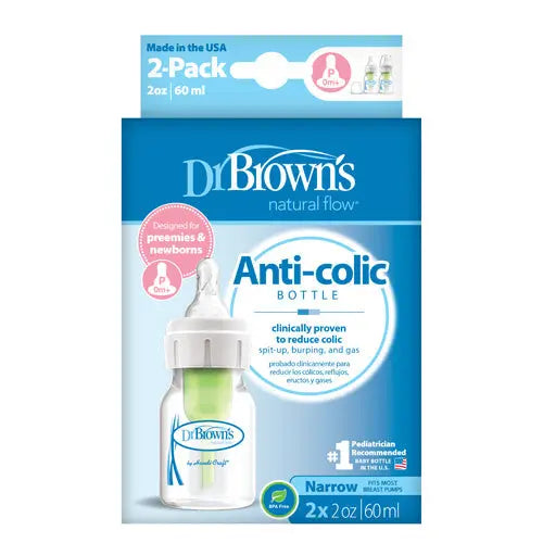 Dr.Browns 2 Oz/60 Ml Pp Narrow Options+ Bottle  2 Pack W/ Preemie Nipple Dr Browns