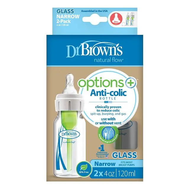 Dr.Browns 4 Oz/120 Ml Narrow Glass Options+ Bottle  2 Pack Dr Browns Yallatoys