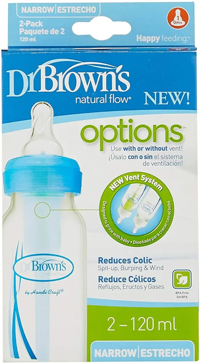 Dr.Browns 4 Oz/120 Ml Pp Narrow Options+ Bottle Blue  2 Pack Dr Browns