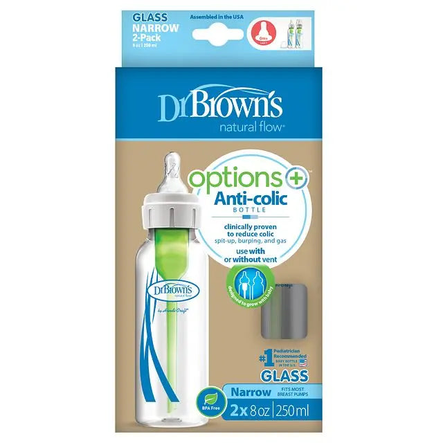 Dr.Browns 8 Oz/250 Ml Narrow Glass Options+ Bottle  2 Pack Dr Browns Yallatoys
