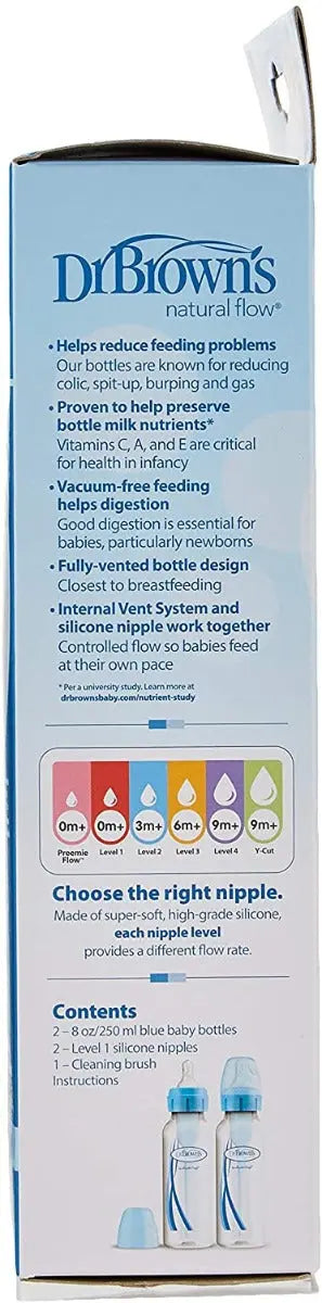 Dr.Browns 8 Oz/250 Ml Pp Narrow Options+ Bottle Blue  2 Pack Dr Browns