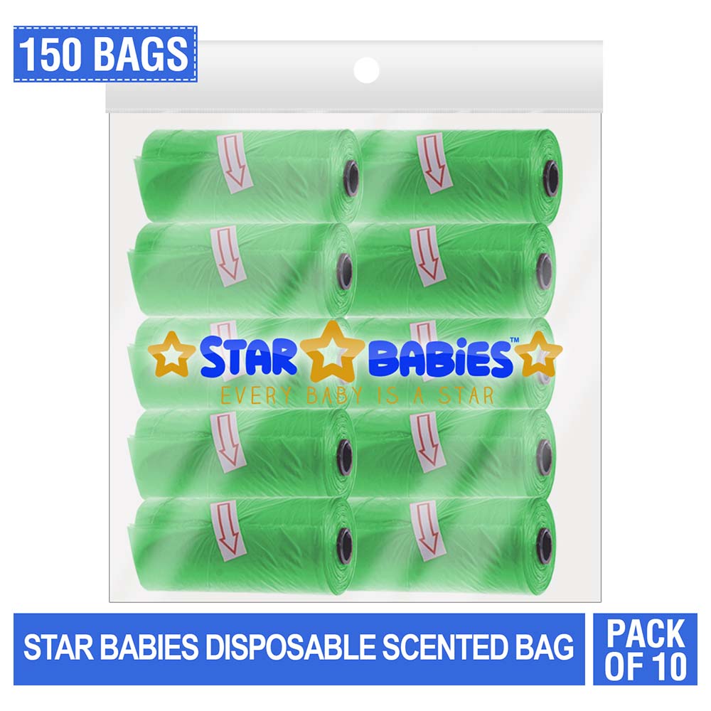 Star Babies Disposable Scented Bag Pack Of 10 150 Bags  Green Star Babies Yallatoys