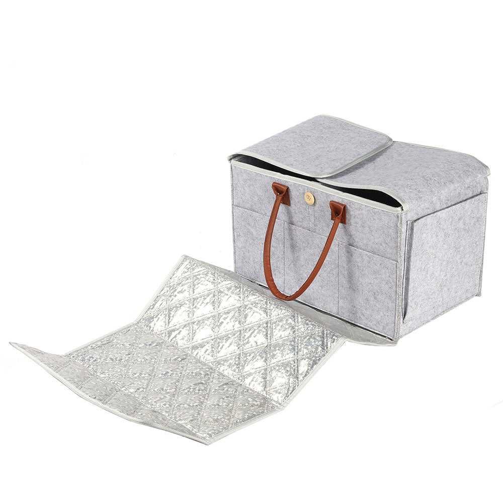 Little Story 2In1 Diaper Caddy With Mat Xl - Grey Little Story Yallatoys