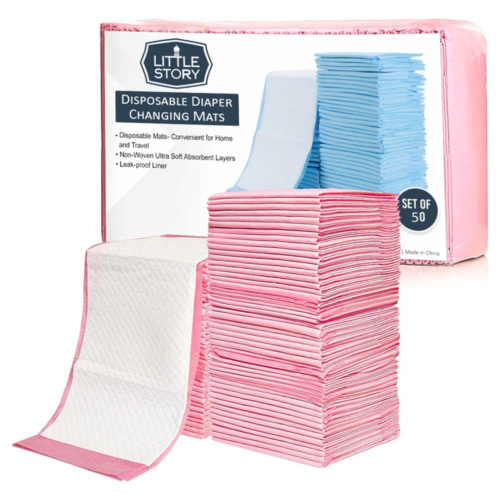 Little Story -Disposable Diaper Changing Mats - Pack Of 50Pcs - Pink