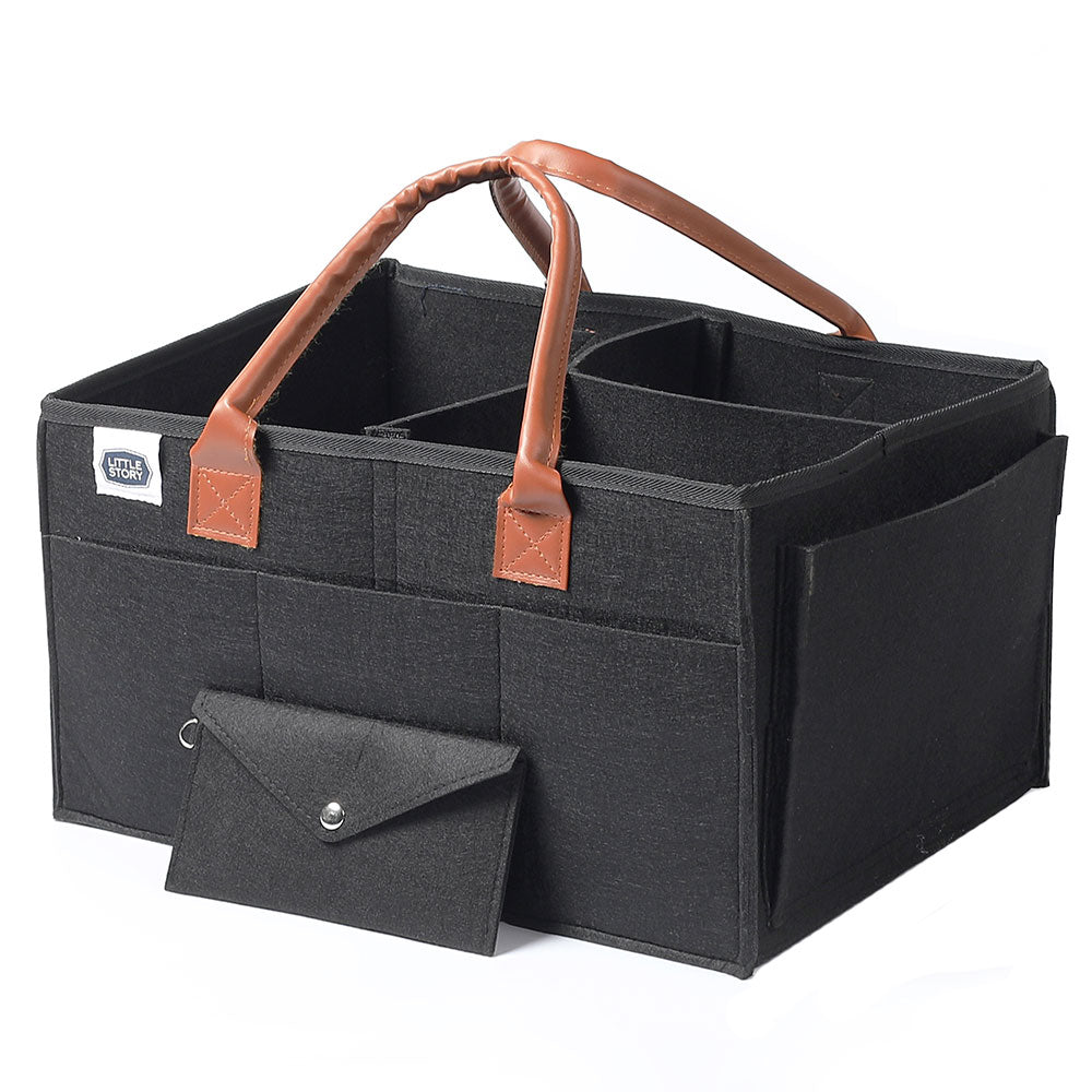 Little Story Diaper Caddy+Pouch-Medium-Black Little Story Yallatoys