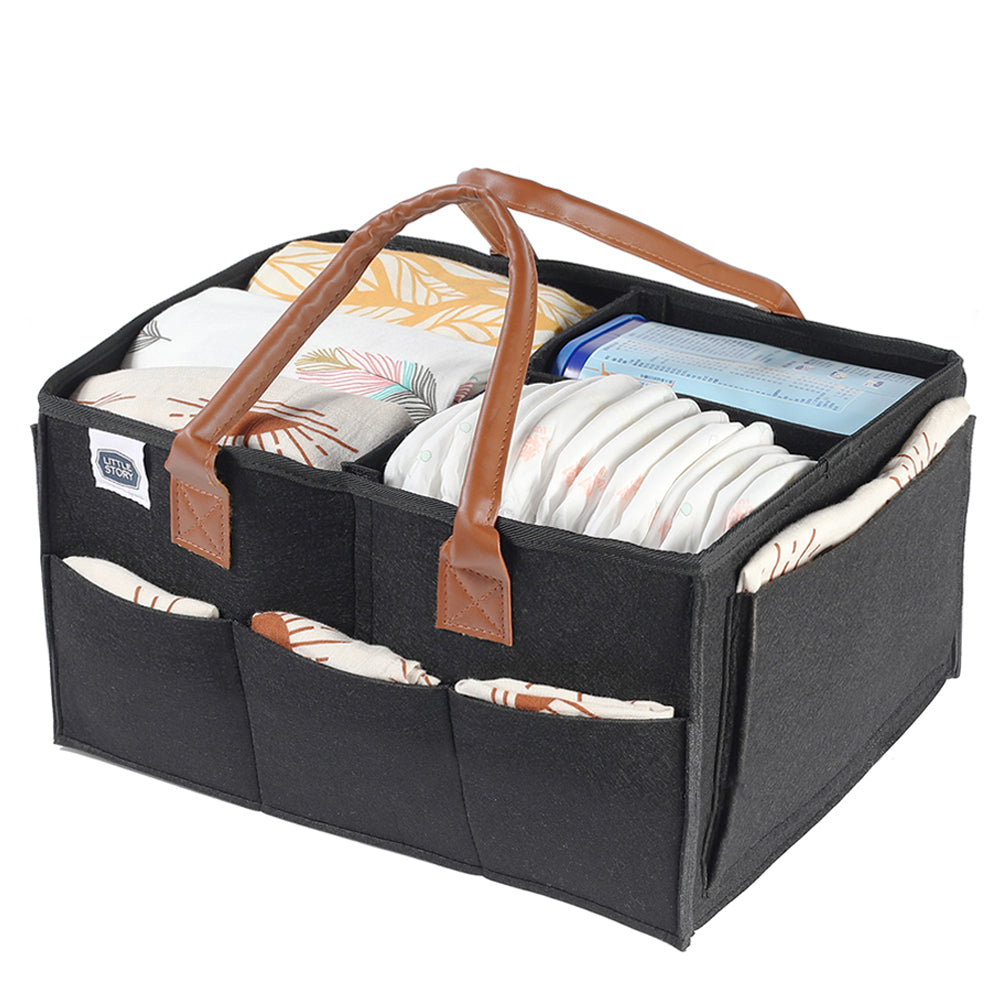 Little Story Diaper Caddy+Pouch-Medium-Black Little Story Yallatoys