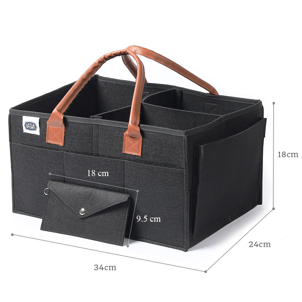 Little Story Diaper Caddy+Pouch-Medium-Black Little Story Yallatoys