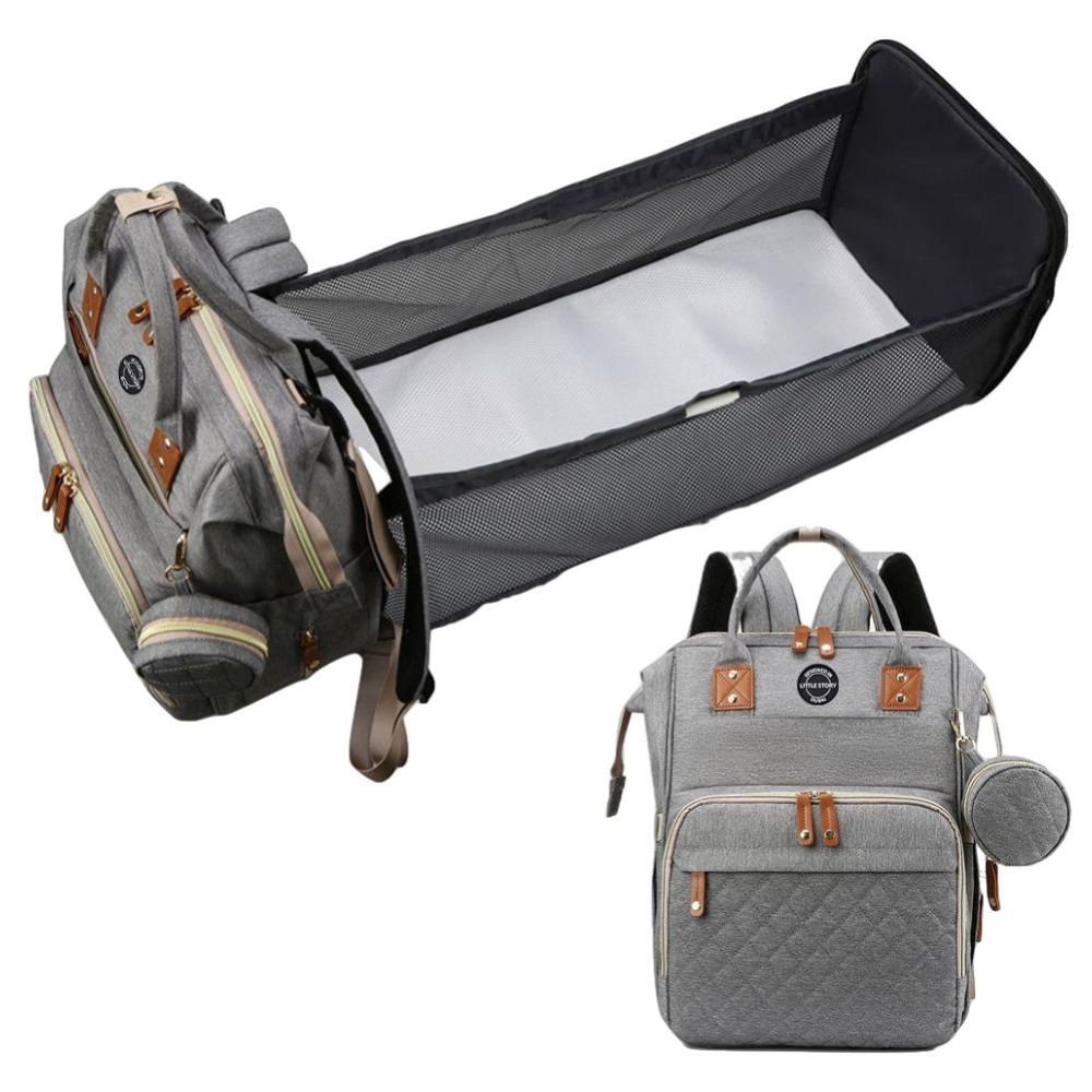 Little Story Diaper Bag W/T Pacifier Pouch - Grey Little Story Yallatoys