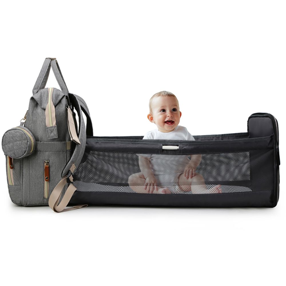 Little Story Diaper Bag W/T Pacifier Pouch - Grey Little Story Yallatoys