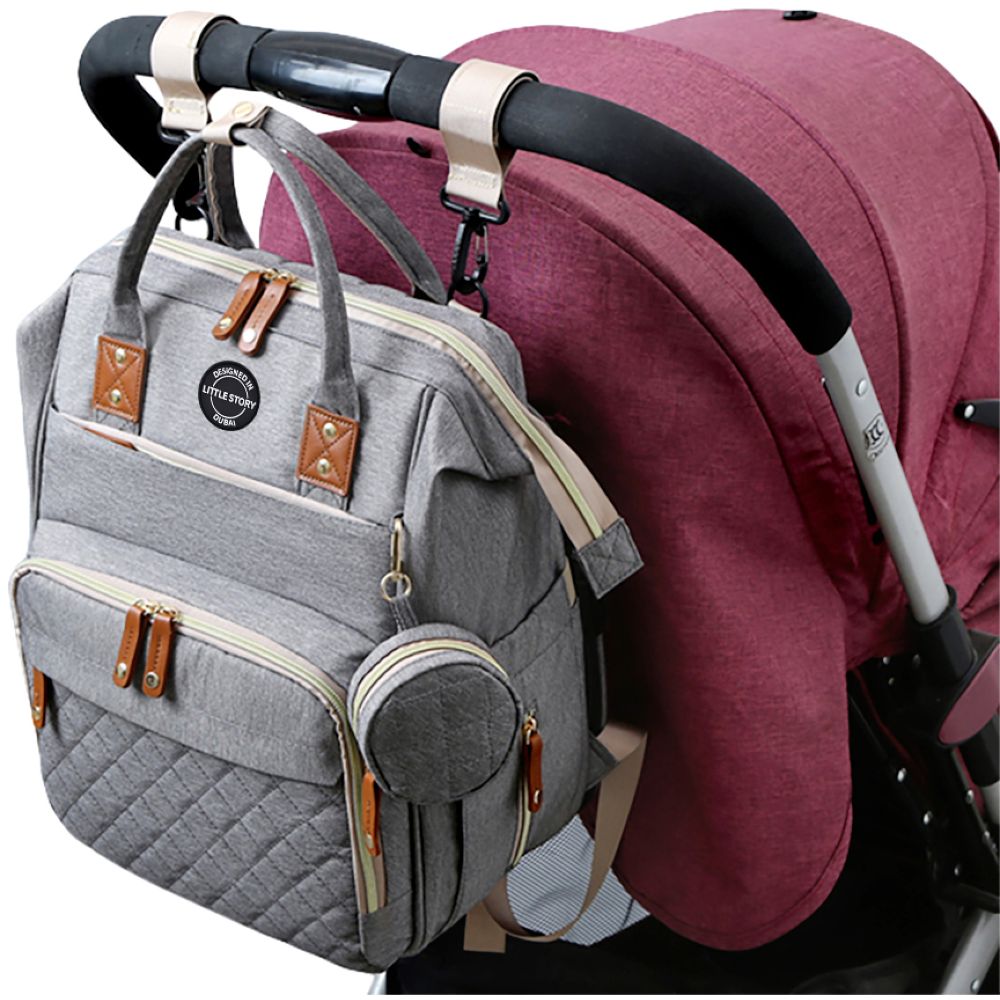 Little Story Diaper Bag W/T Pacifier Pouch - Grey Little Story Yallatoys