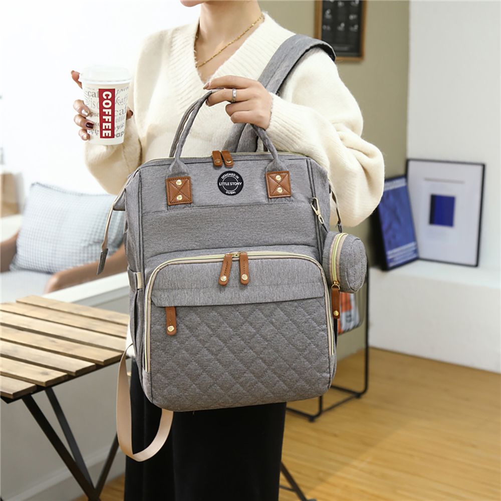 Little Story Diaper Bag W/T Pacifier Pouch - Grey Little Story Yallatoys