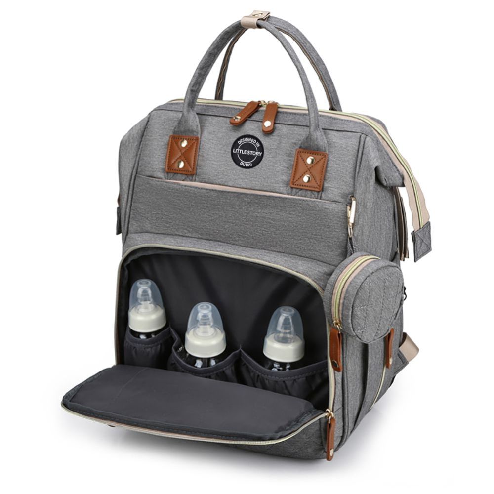 Little Story Diaper Bag W/T Pacifier Pouch - Grey Little Story Yallatoys