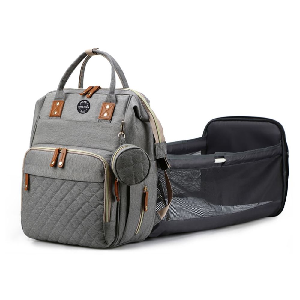 Little Story Diaper Bag W/T Pacifier Pouch - Grey Little Story Yallatoys