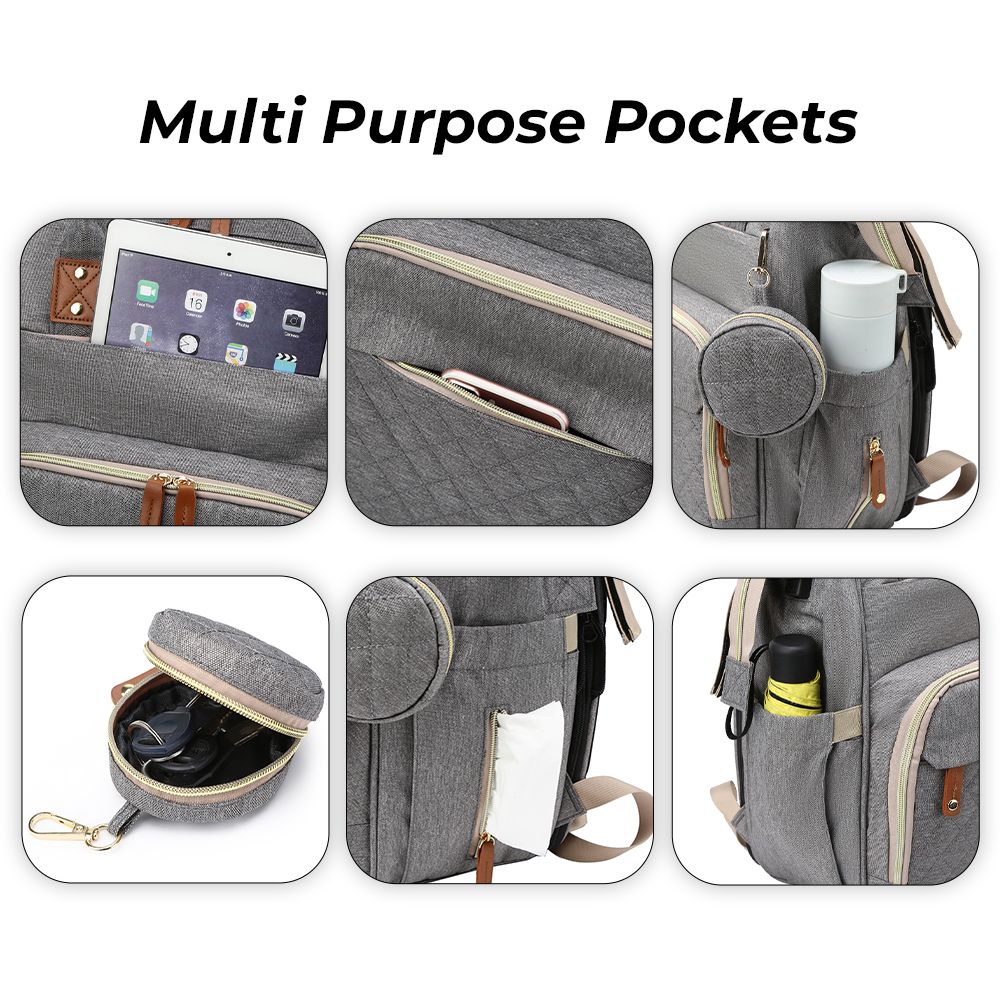 Little Story Diaper Bag W/T Pacifier Pouch - Grey Little Story Yallatoys