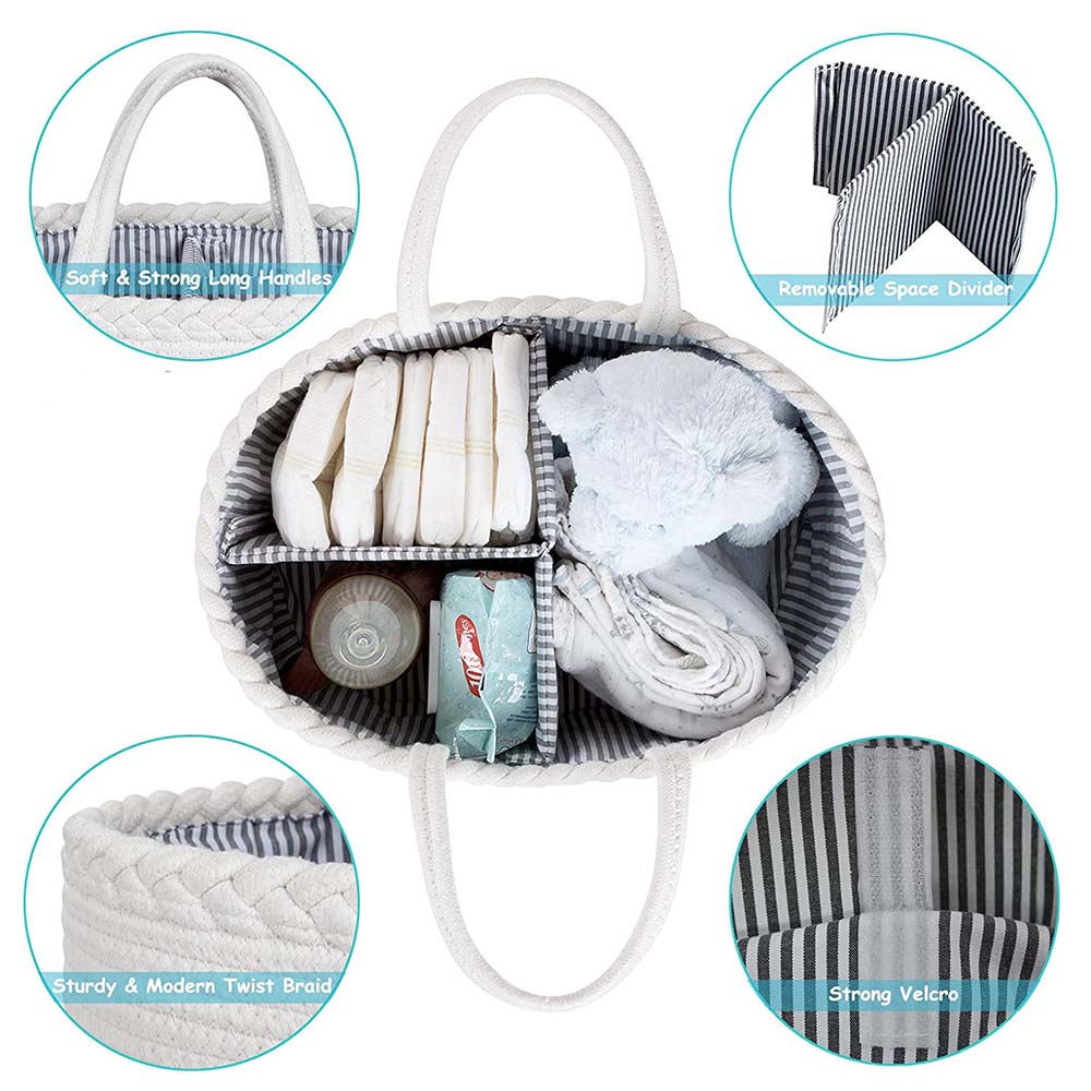 Little Story Cotton Rope Diaper Caddy-Ivory Little Story Yallatoys