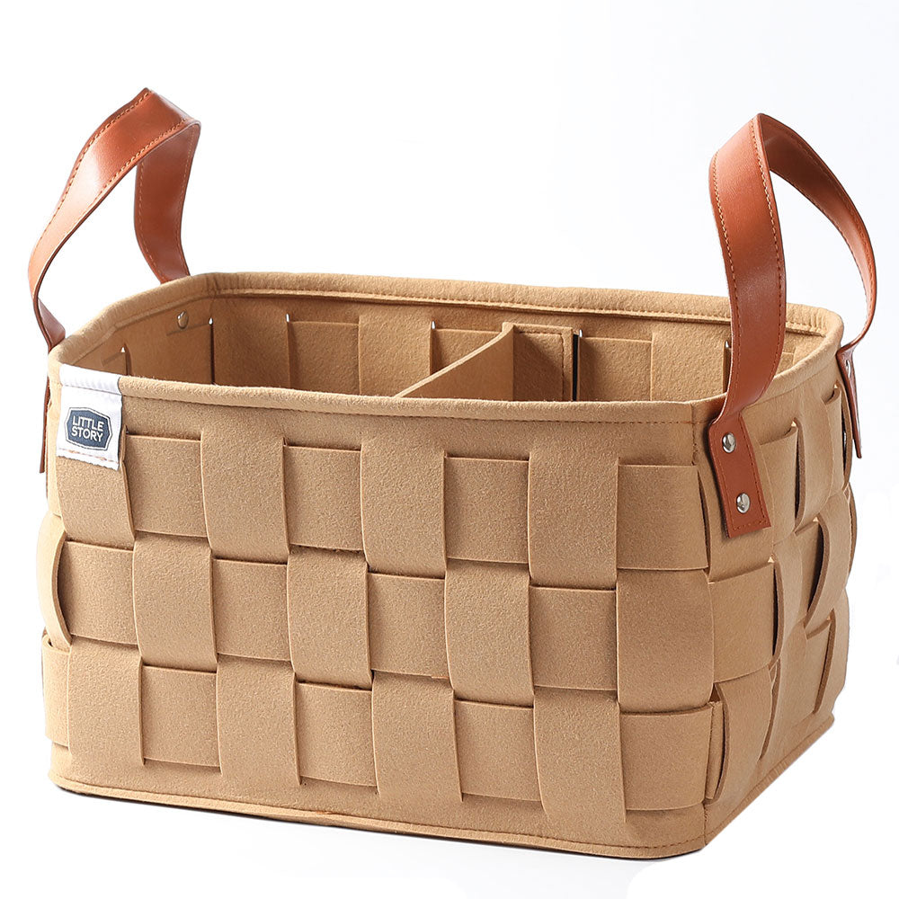 Little Story Multi-Purpose/Laundry Caddy Basket Felt - Khaki Little Story Yallatoys