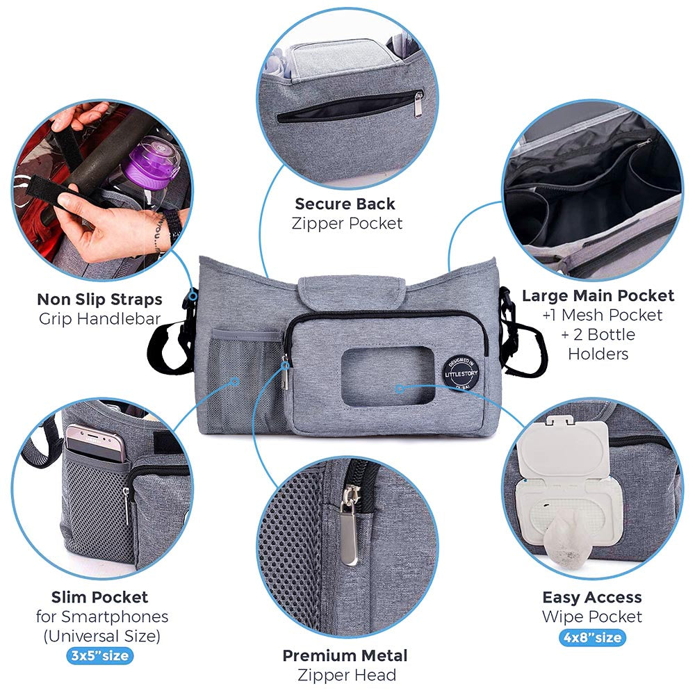 Little Story Stroller Diaper Organizer Bag-Grey Little Story Yallatoys
