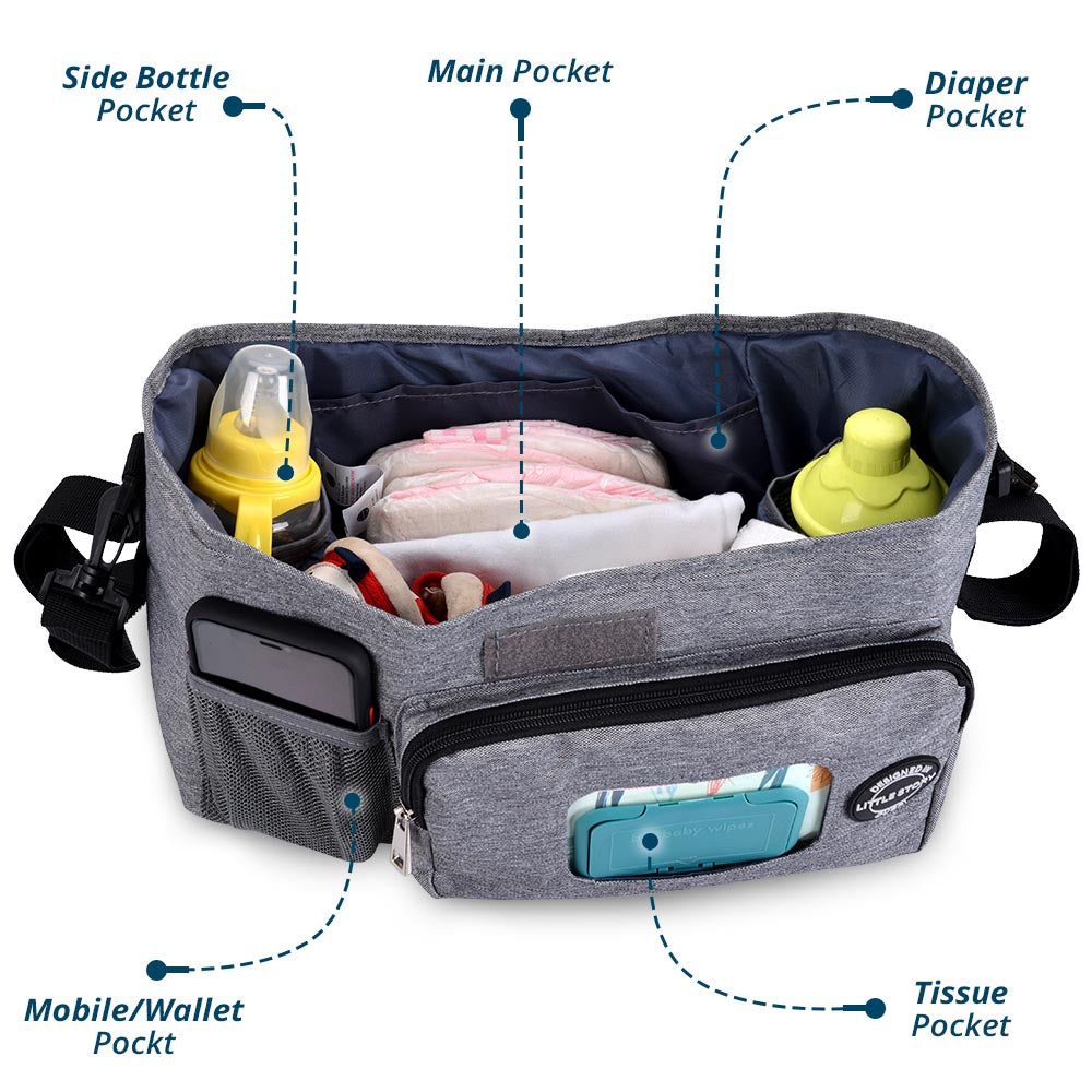 Little Story Stroller Diaper Organizer Bag-Grey Little Story Yallatoys