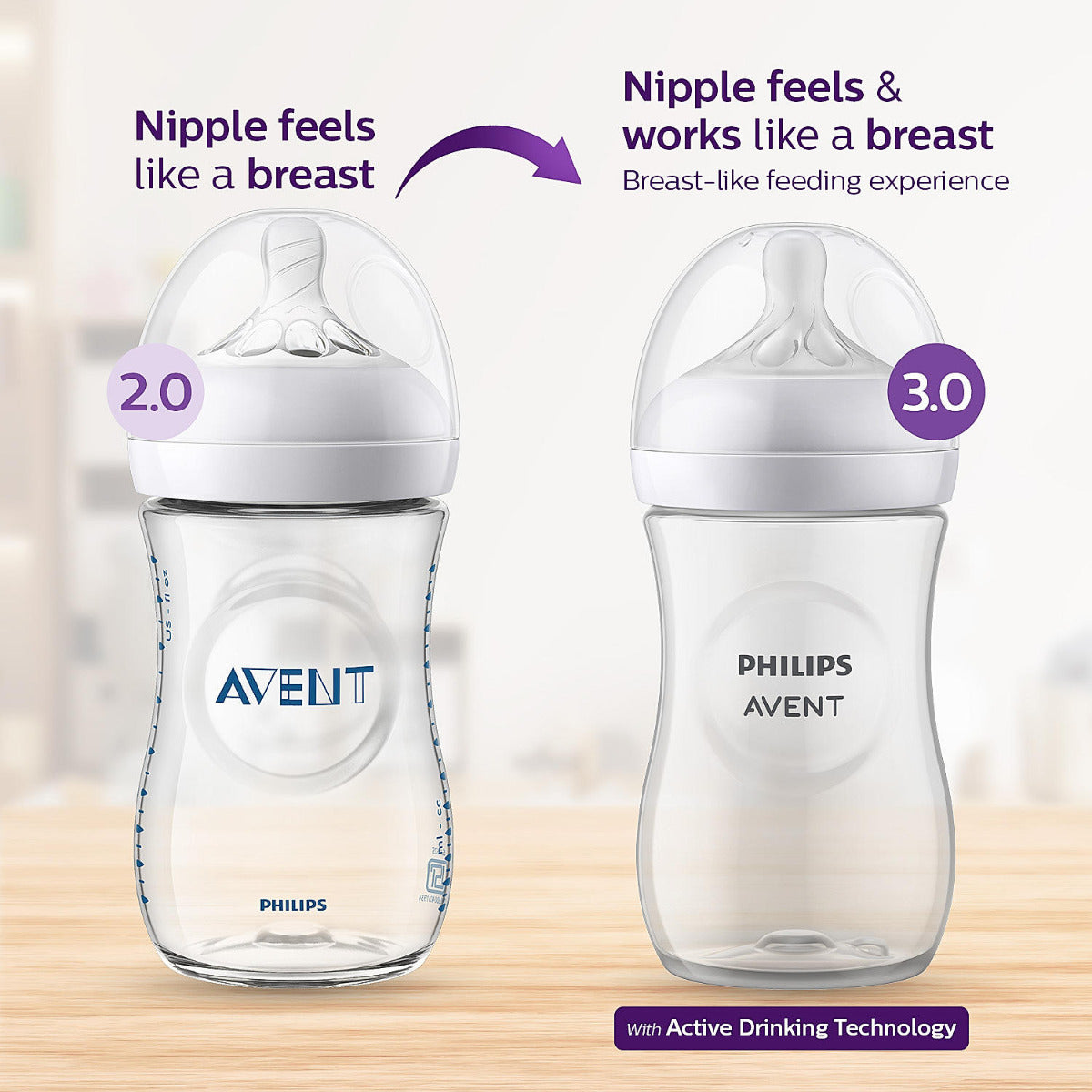 Philips Avent Natural 3.0 Feeding  Bottle 260ml Pack of 2 Philips Avent Yallatoys
