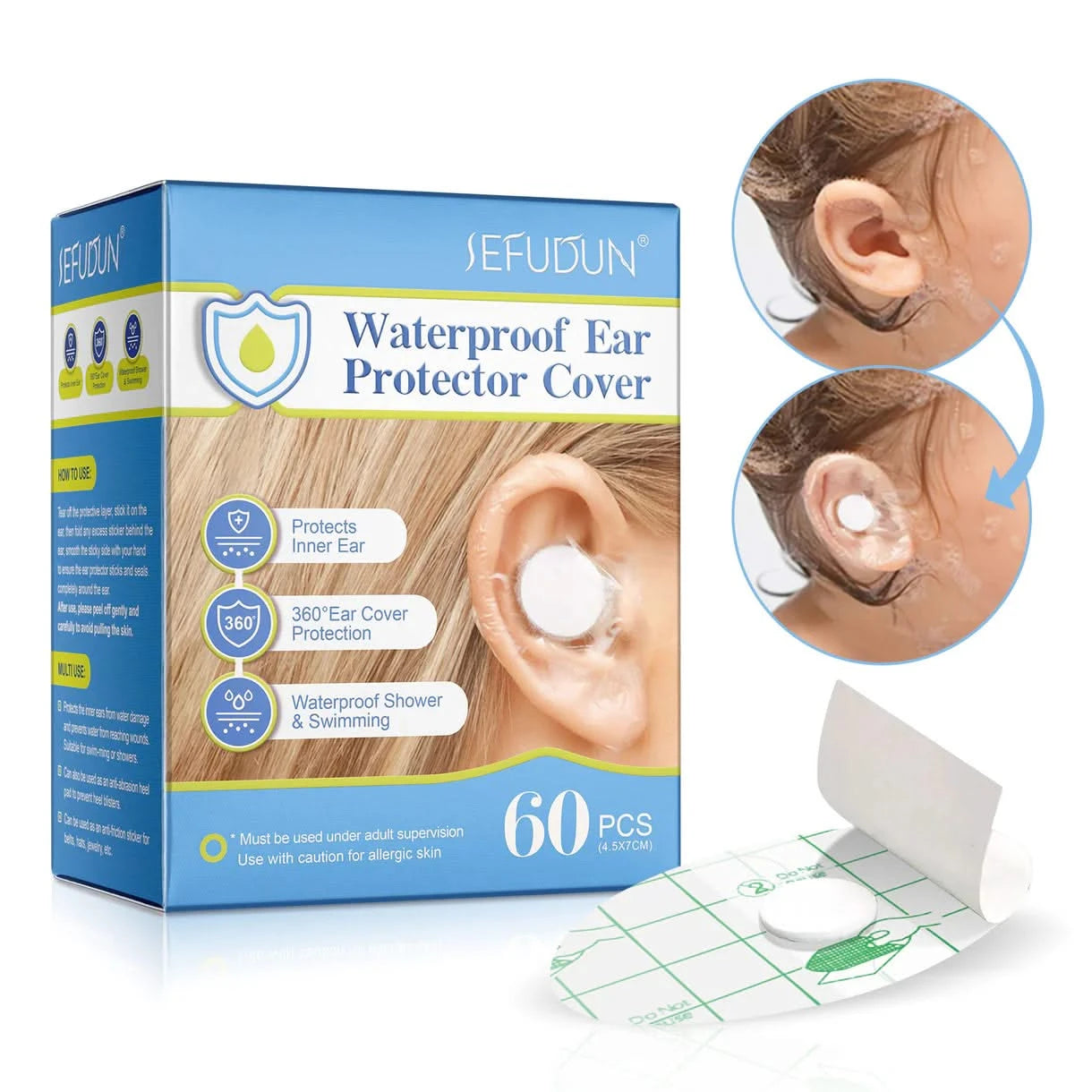 Sefudun Waterproof Ear Protector Covers  60Pcs Yalla Generic Play Yallatoys