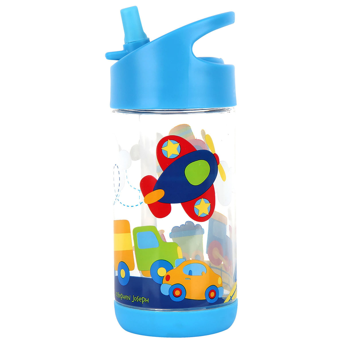 Buy Stephen Joseph Flip Top Bottle Transportation Blue 295ml | Yallatoys.com