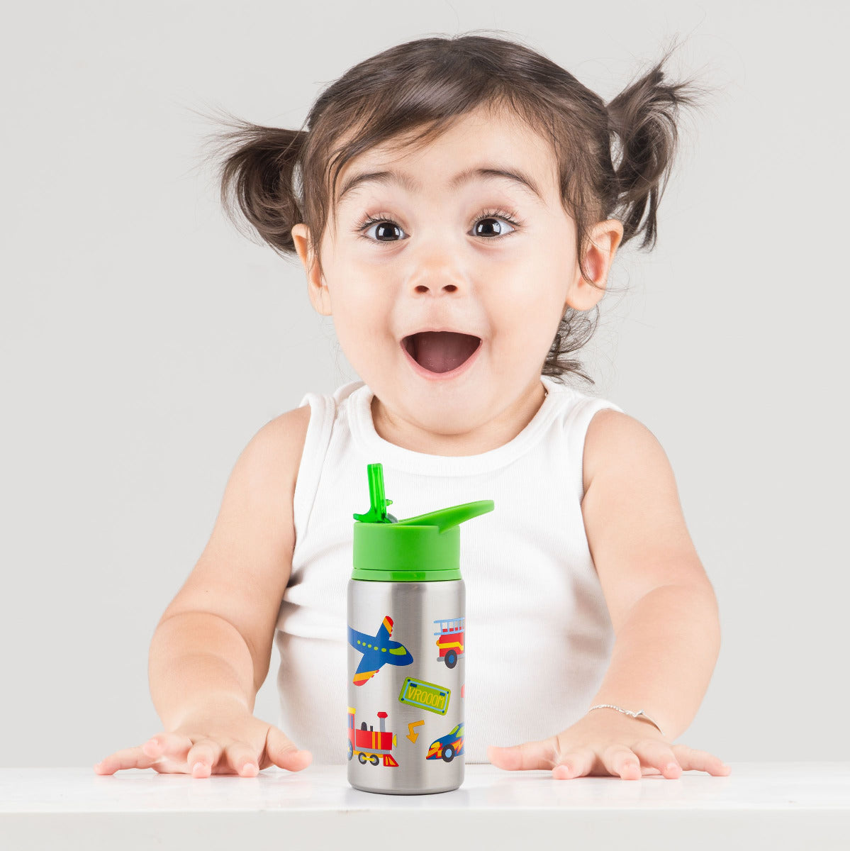 Buy Stephen Joseph Stainless Steel Water Bottles Transportation Blue 532ml | Yallatoys.com