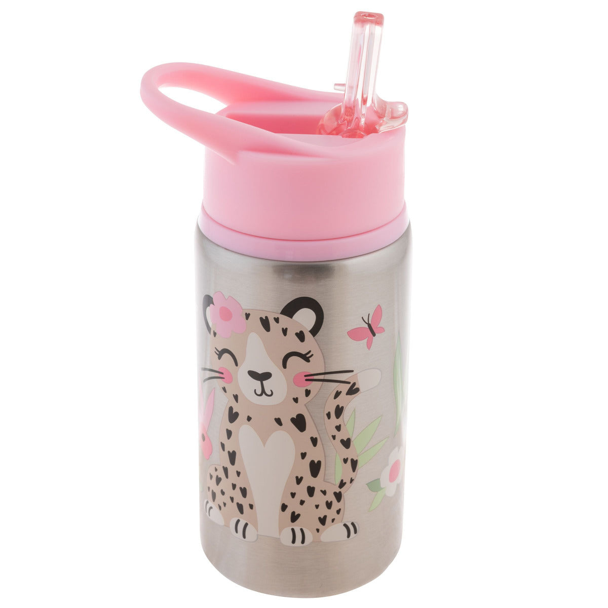 Buy Stephen Joseph Stainless Steel Water Bottle Leopard Pink 532ml | Yallatoys.com