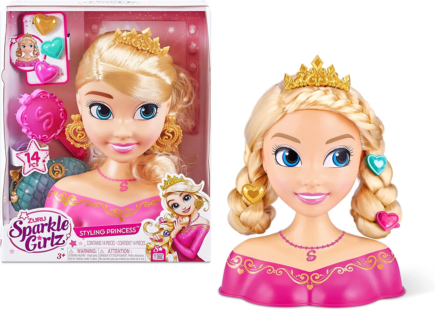 Buy Sparkle Girlz Princess Hair Styling Head with 14 Accessories | Yallatoys.com