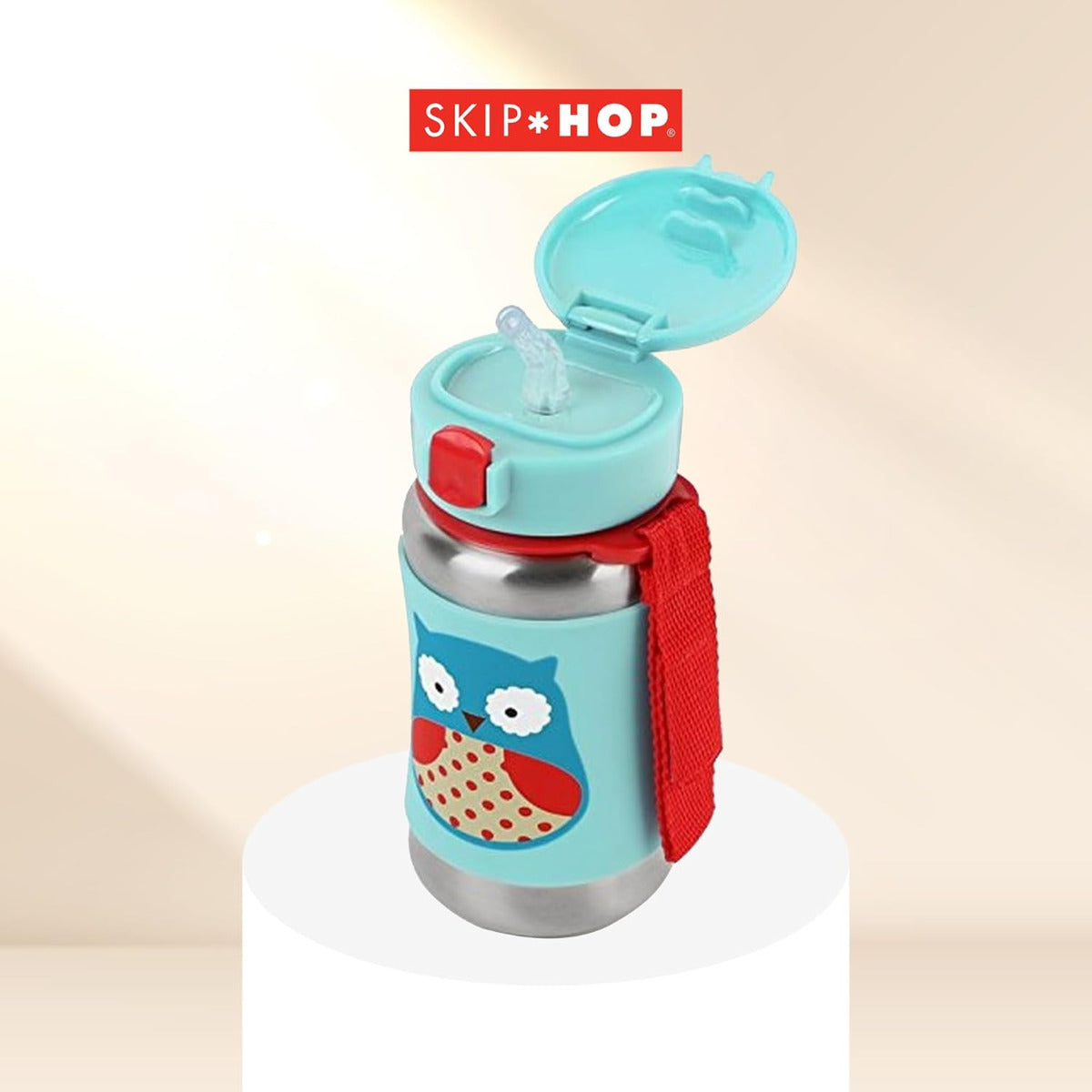 Buy Skip Hop Zoo Stainless Steel Straw Bottle Owl 350ml | Yallatoys.com