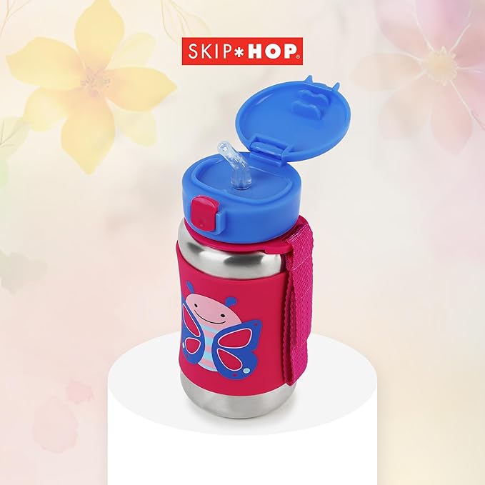 Buy Skip Hop Zoo Stainless Steel Straw Bottle Butterfly 350ml | Yallatoys.com