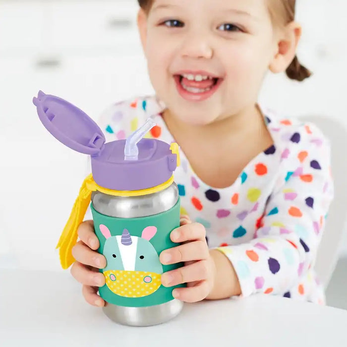 Buy Skip Hop Zoo Stainless Steel Straw Bottle Unicorn 350ml | Yallatoys.com