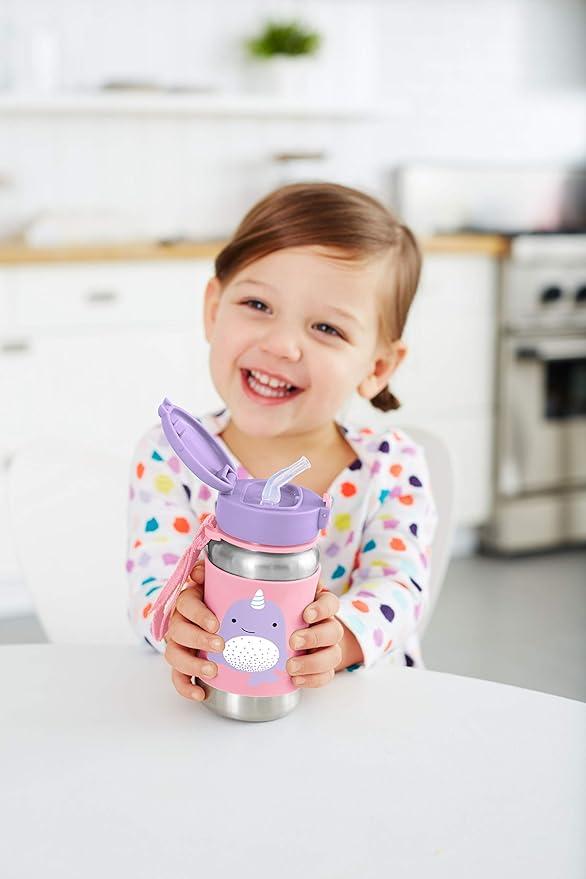 Buy Skip Hop Zoo Stainless Steel Straw Bottle Narwhal 350ml | Yallatoys.com