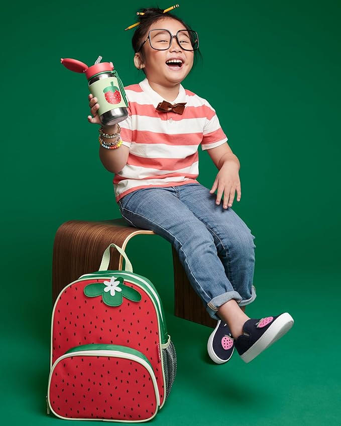 Buy Skip Hop Spark Style Stainless Steel Straw Bottle Strawberry 350ml | Yallatoys.com