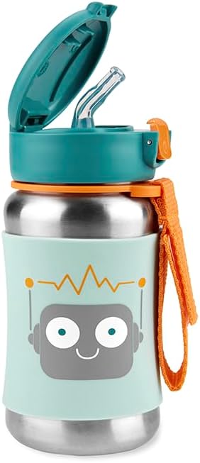 Buy Skip Hop Sparks Stainless Steel Straw Bottle Robot 350ml | Yallatoys.com