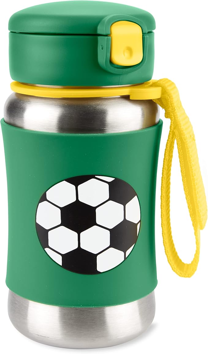 Buy Skip Hop Spark Style Stainless Steel Straw Bottle Football soccer 350ml | Yallatoys.com