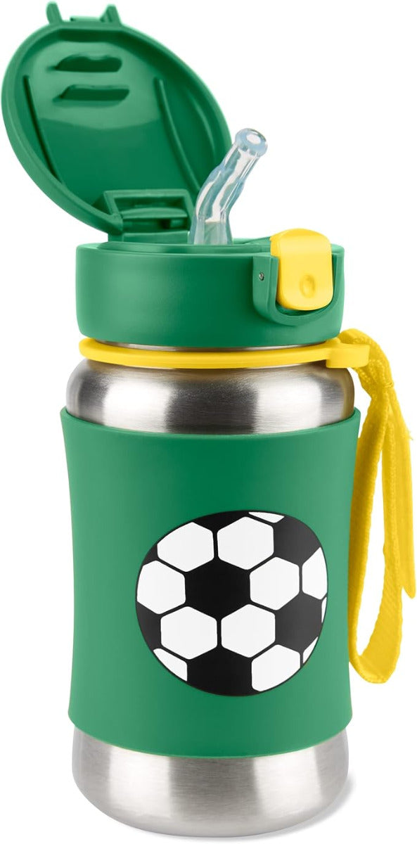 Buy Skip Hop Spark Style Stainless Steel Straw Bottle Football soccer 350ml | Yallatoys.com