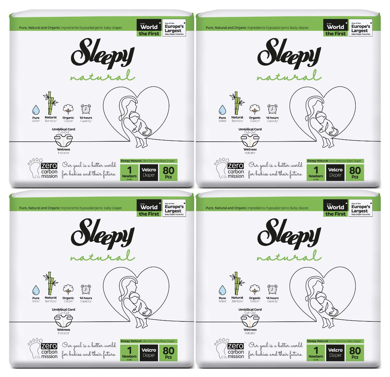 Sleepy Natural Velcro Diapers Size 1 320pcs 2-5kgs Eco Package Sleepy Yallatoys