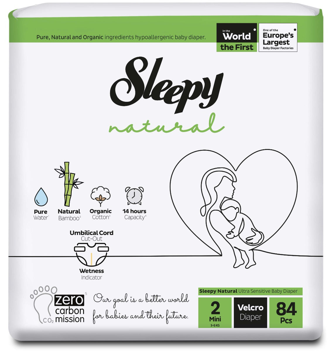 Sleepy Natural Velcro Diapers Size 2 84pcs 3-6kgs Sleepy Yallatoys